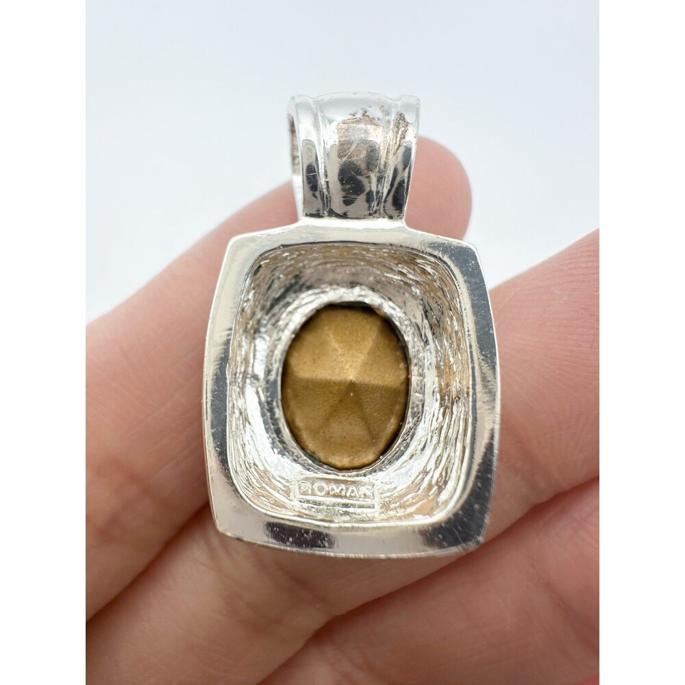 Roman Blue Rhinestone Oval Pendant - Picture 4 of 6